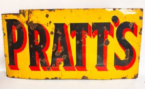 A Fine, Large and Original Enamel 'PRATTS' Sign A fine, large and original enamel 'PRATT'S' sign.
