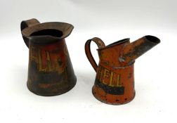 Two Early Shell Motor Oil Jug Dispensers An early two-pint Shell motor oil jug (16cm tall) An