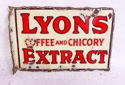 A Rare Original Double Sided Enamel 'Lyons Coffee and Chicory Extract' Sign A rare original double