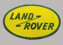 Unusual enamel Land-Rover sign An enamel Land-Rover sign with unusual design of green lettering on