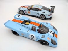 1:18 Porsche 917 by Autoart, plus Aston-Martin DBR9 A Die Cast Porsche 917K model car, #2 livery
