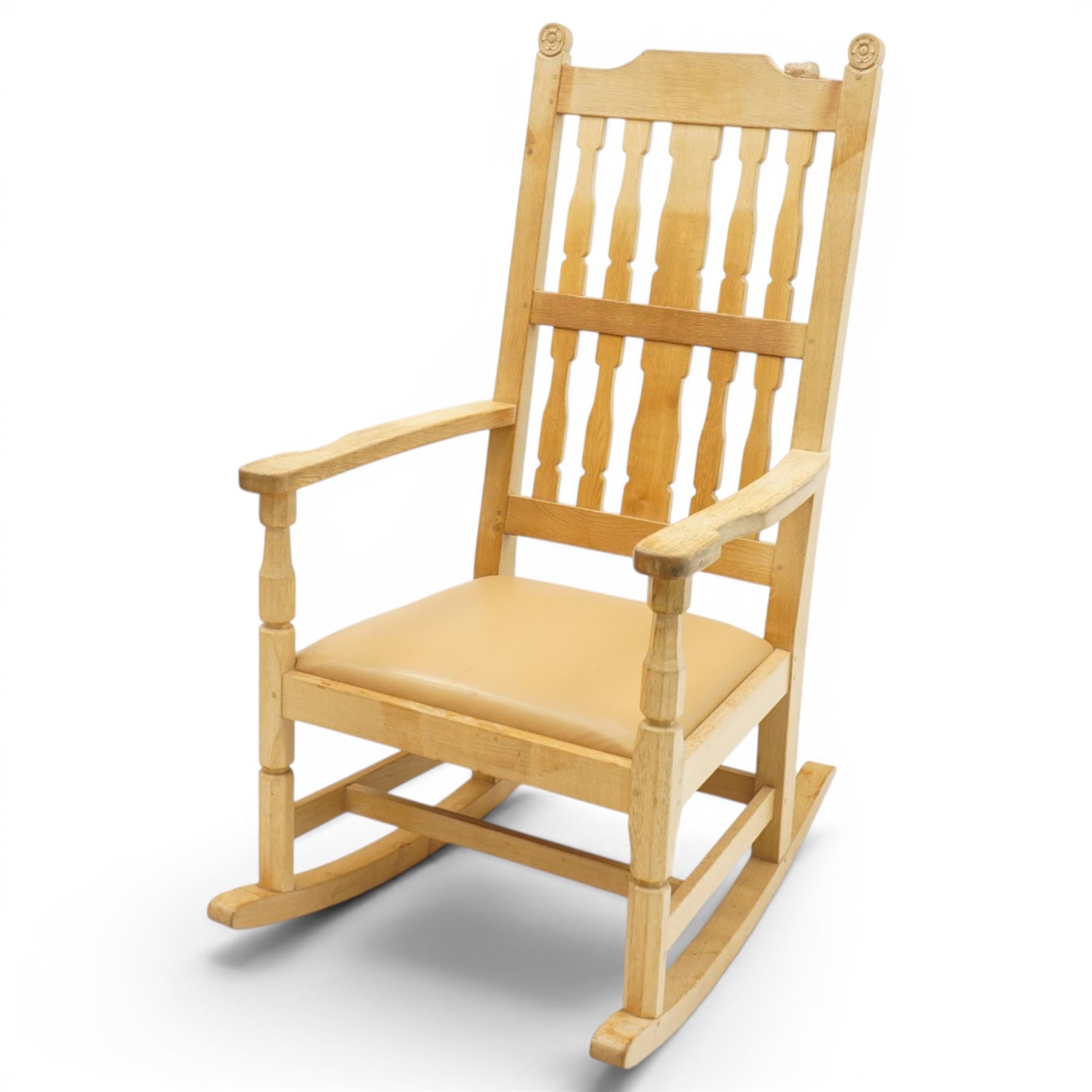 Beaverman - oak 'Ripley' rocking chair with shaped lathe backs and ...