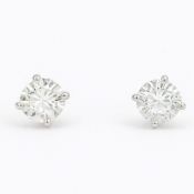 Pair of 18ct white gold diamond earrings