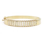 14ct gold diamond hinged bangle