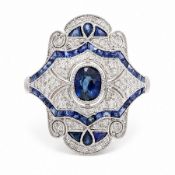 Platinum sapphire and diamond dress ring