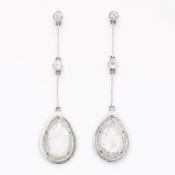 Platinum diamond modernist pendant stud earrings