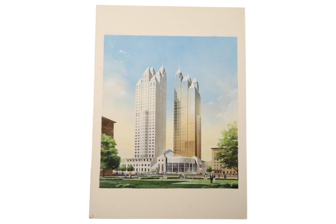 J H McCoy (20th Century): Architectural perspective of Moscow - Image 2 of 6