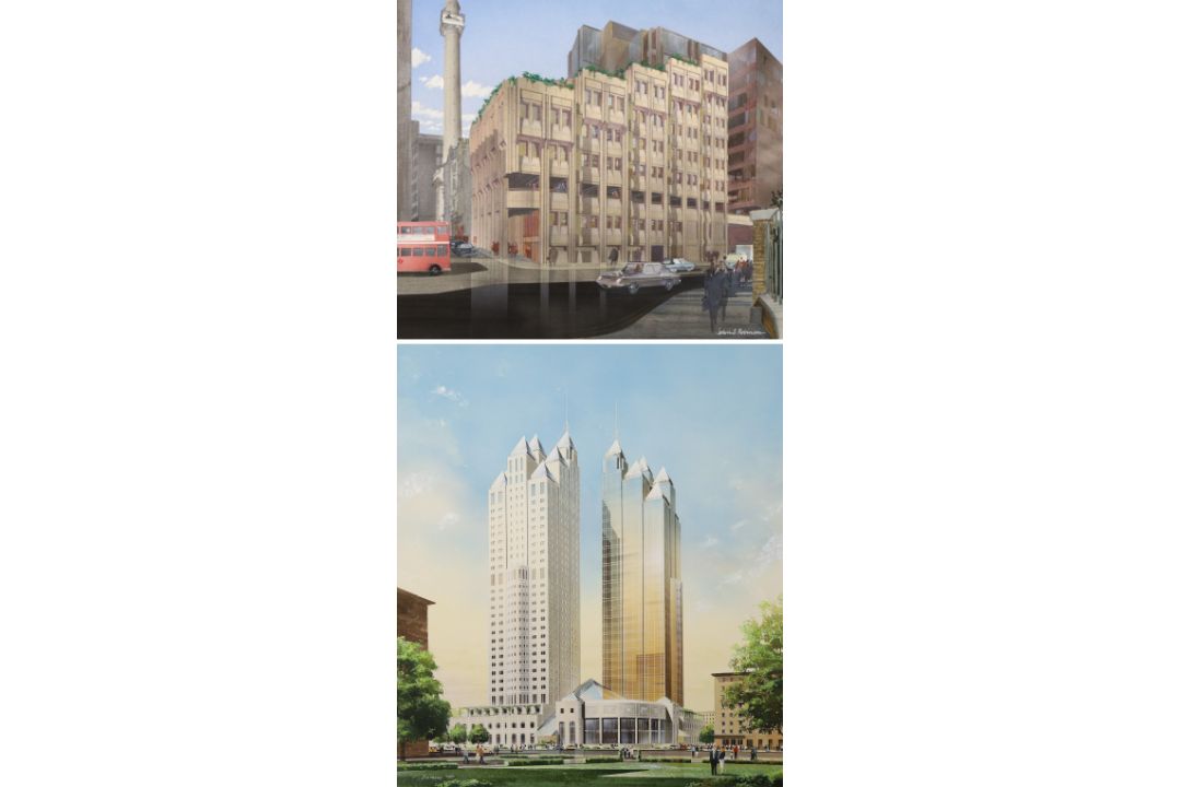 J H McCoy (20th Century): Architectural perspective of Moscow - Image 1 of 6