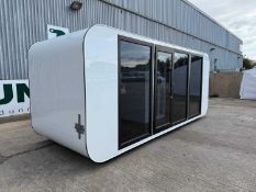 Unused 6M Prefab Cube Welfare Pod, Wash Room with Shower and Basin, Fixed Bed, Cabinets LED Lights.