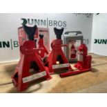 Unused 3 Ton Heavy Duty Jack Stands, Including 6 Ton Bottle Jack