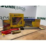 Unused Crate Of Misc Tools, 9 Piece Screw driver Set, 2 Wire Brushes, 52 Piece Socket Set, 25HSSDril