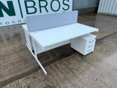 UNRESERVED Modern 4-Desk Office Furniture Package with Drawer Units & Privacy Screens