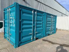 Unused 2 Side Door Container 19'6" X 7'4" (See Photo Of Damage Side Door Lock) (Teal Blue)