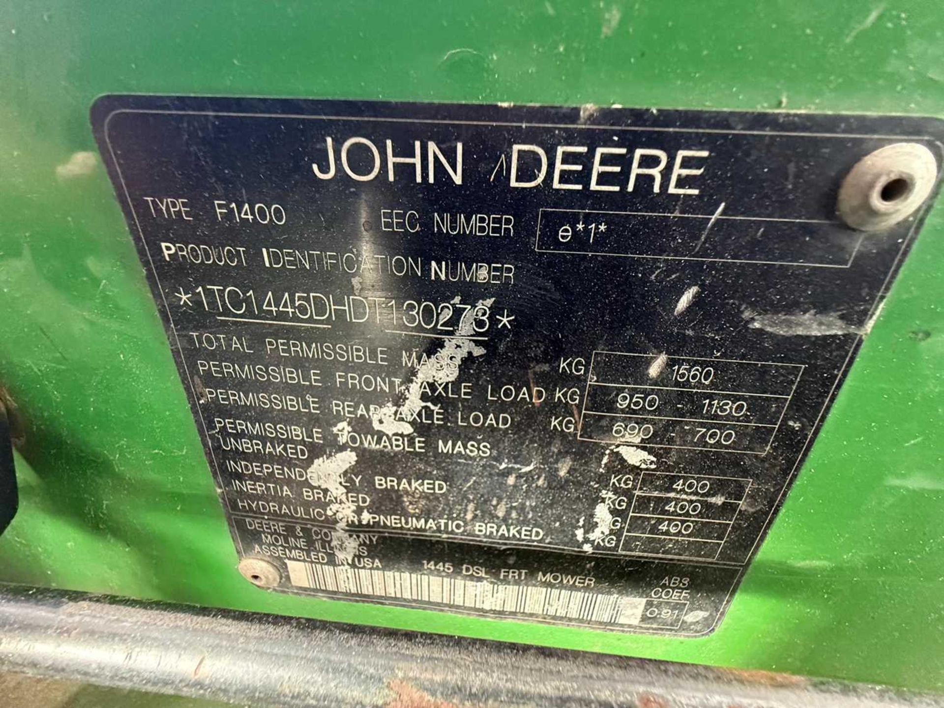 2013 John Deere 1445 Ride On Lawn Mower With flail Head - Image 21 of 21
