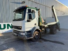 2012 DAF LF55 7.5t Skip Lorry, Manual Gear Box, A/C, Ad Blue, Warning Beacons, Rear View Camera.