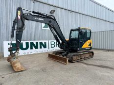 2021 Hyundai HX85A, Rubber Tracks, Blade, & 3 Buckets 5',23", 18", Strickland Quick Hitch, Piped, A/