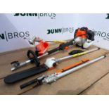 Unused Petrol Multi Tool With Strimmer Head, Blade, Hedge Cutter, Chain Saw Heads