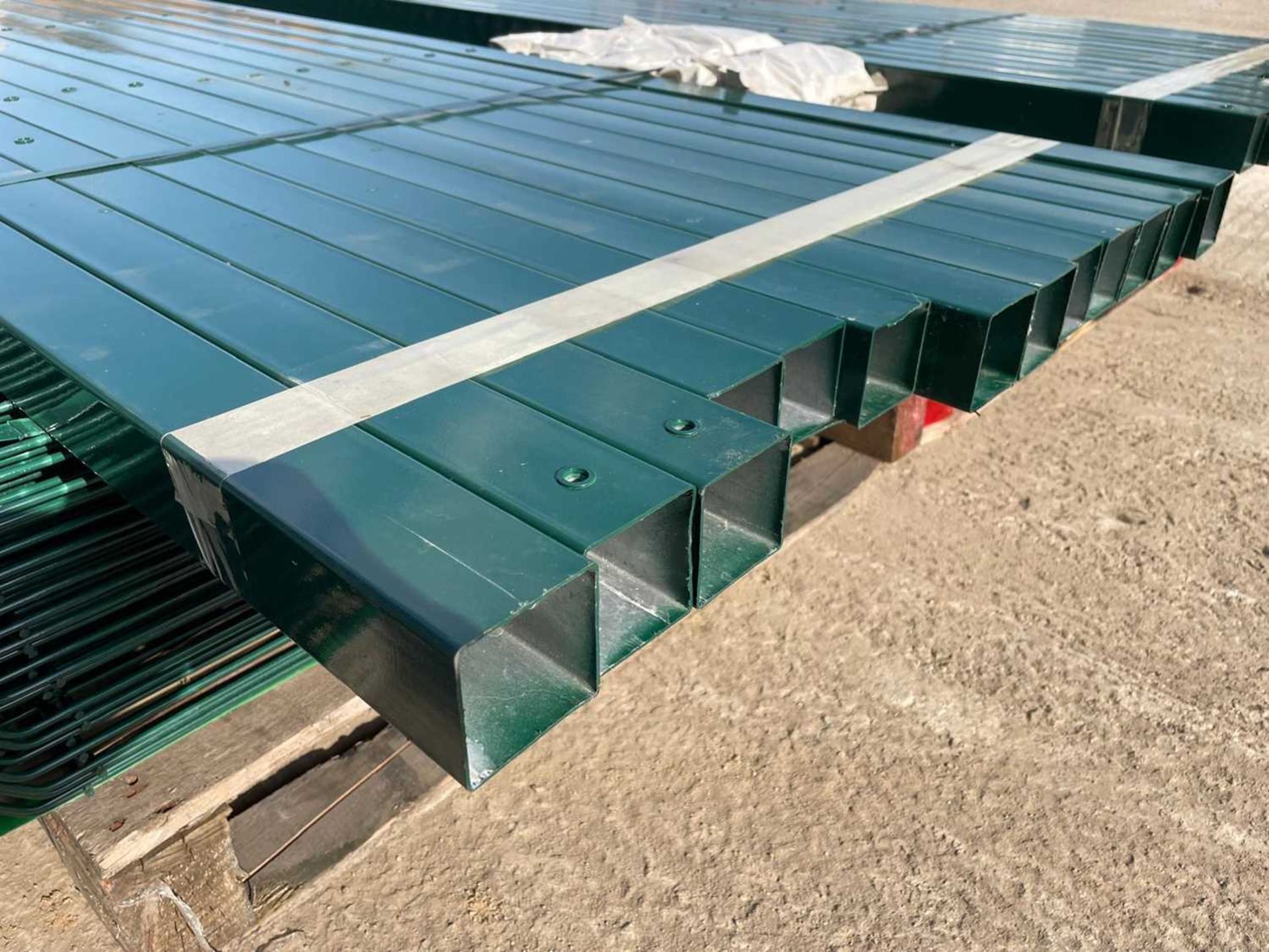 Unused Security Fencing 25 Panels 5mm, 2.4M x 2.2M ,26 ,60mm x 60mm Posts + Fixings (Green) - Image 5 of 7