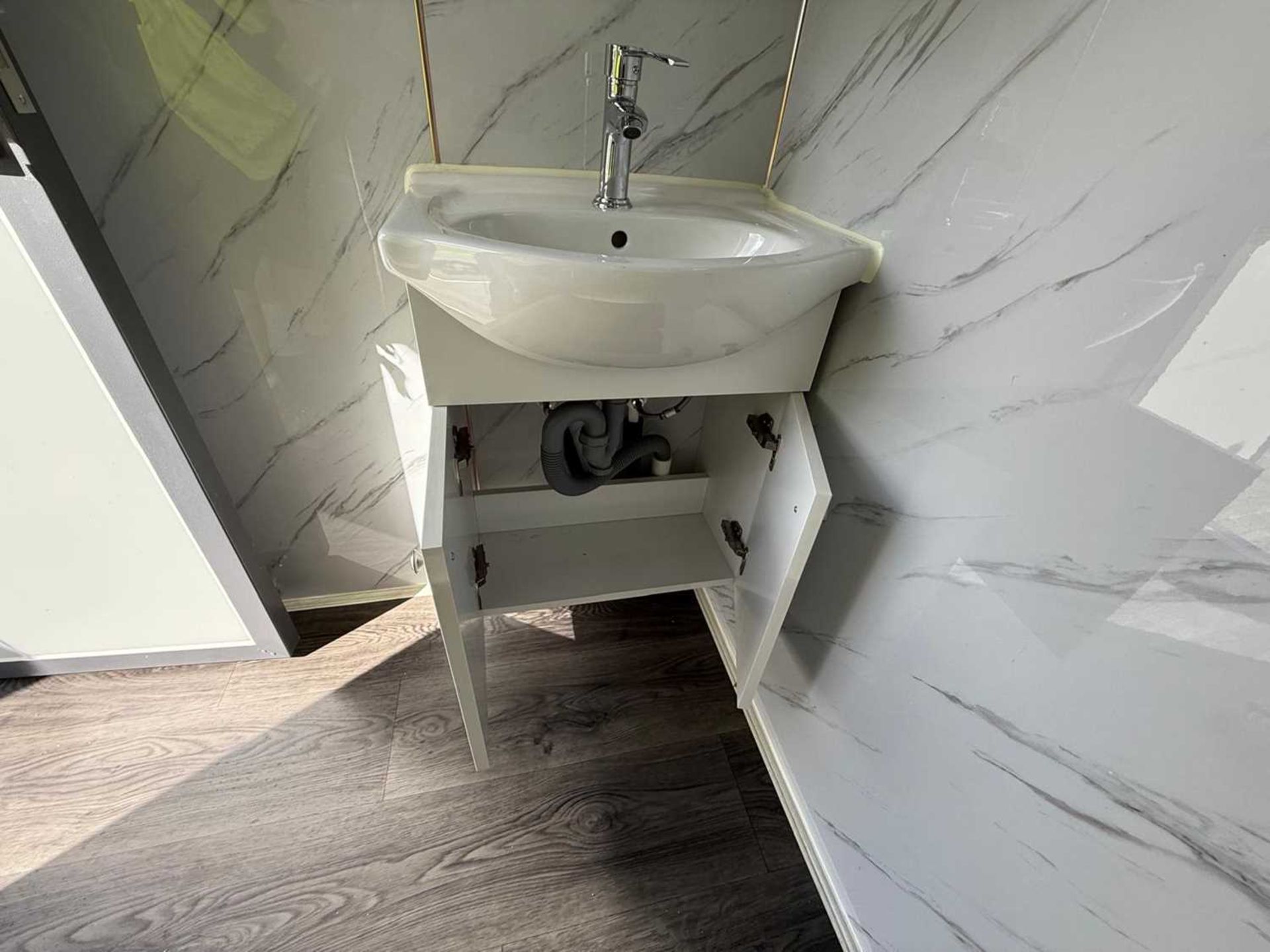 Unused Combined Toilet & Shower With Vanity Sink & Cupboard , 7Ft L x 6.5 Ft W x 8Ft H - Image 11 of 13