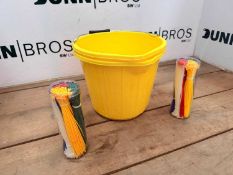 UNRESERVED - Unused Builder Buckets (2 Of) & Two Packs Of Cable Ties