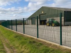 Unused Security Fencing 25 Panels 5mm, 2.4M x 2.2M ,26 ,60mm x 60mm Posts + Fixings (Green)
