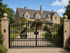 Pair Of 20 Ft Unused Bi Parting Gates Dog On Duty Design, 2300mm Outside Height 1820mm,, (1 Of)