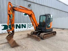 2012 Doosan DX60R Excavator, Hydraulic Quick Hitch, Piped , Aux, Rubber Tracks, Blade, A/C, Radio