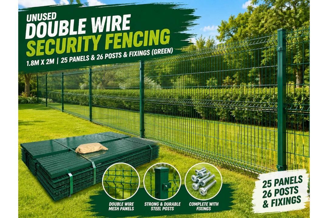 Unused Double Wire Security Fencing 1.8M X 2M, 25 Panels & 26 Posts & Fixings (Green) - Image 1 of 7
