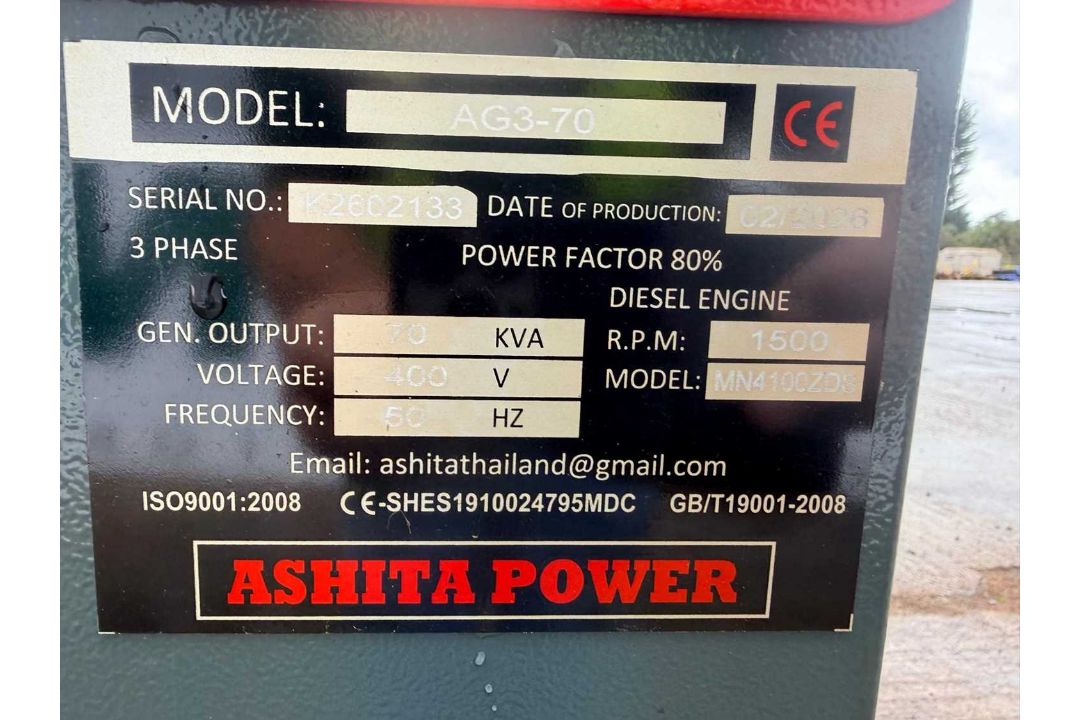 Unused 2026 Ashita Power Silent AG3-70 70KVa Generator - Image 17 of 18