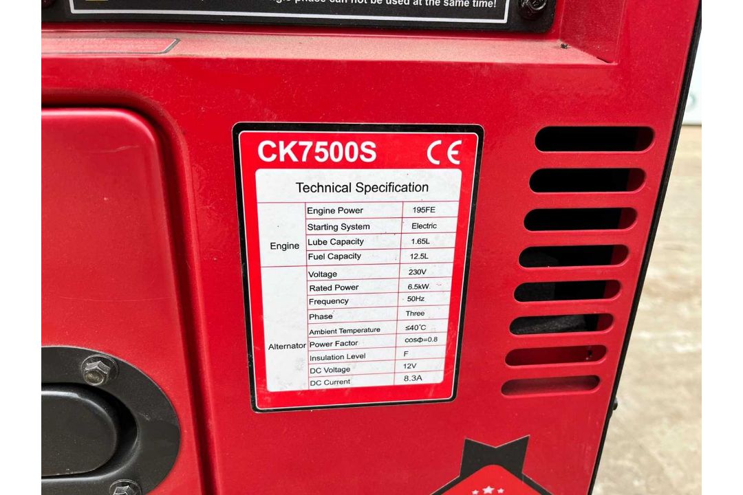 Unused Cameo CK7500S 3 Phase Silent Diesel Generator - Image 7 of 8