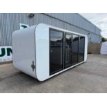 Unused 6M Prefab Cube Welfare Pod, Wash Room with Shower and Basin, Fixed Bed, Cabinets LED Lights.