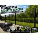 Unused Double Wire Security Fencing 1.8M X 2M, 25 Panels & 26 Posts & Fixings (Black)
