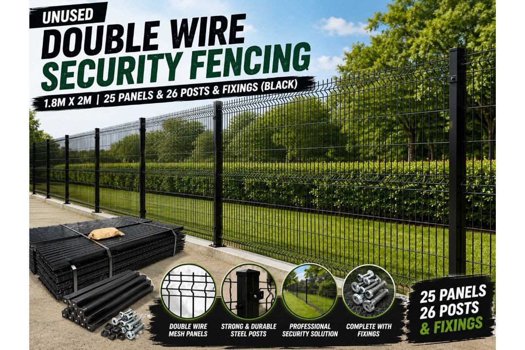 Unused Double Wire Security Fencing 1.8M X 2M, 25 Panels & 26 Posts & Fixings (Black) - Image 1 of 7