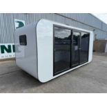 Unused 5M Prefab Cube Welfare Pod, Wash Room with Shower and Basin, Cabinets LED Lights.