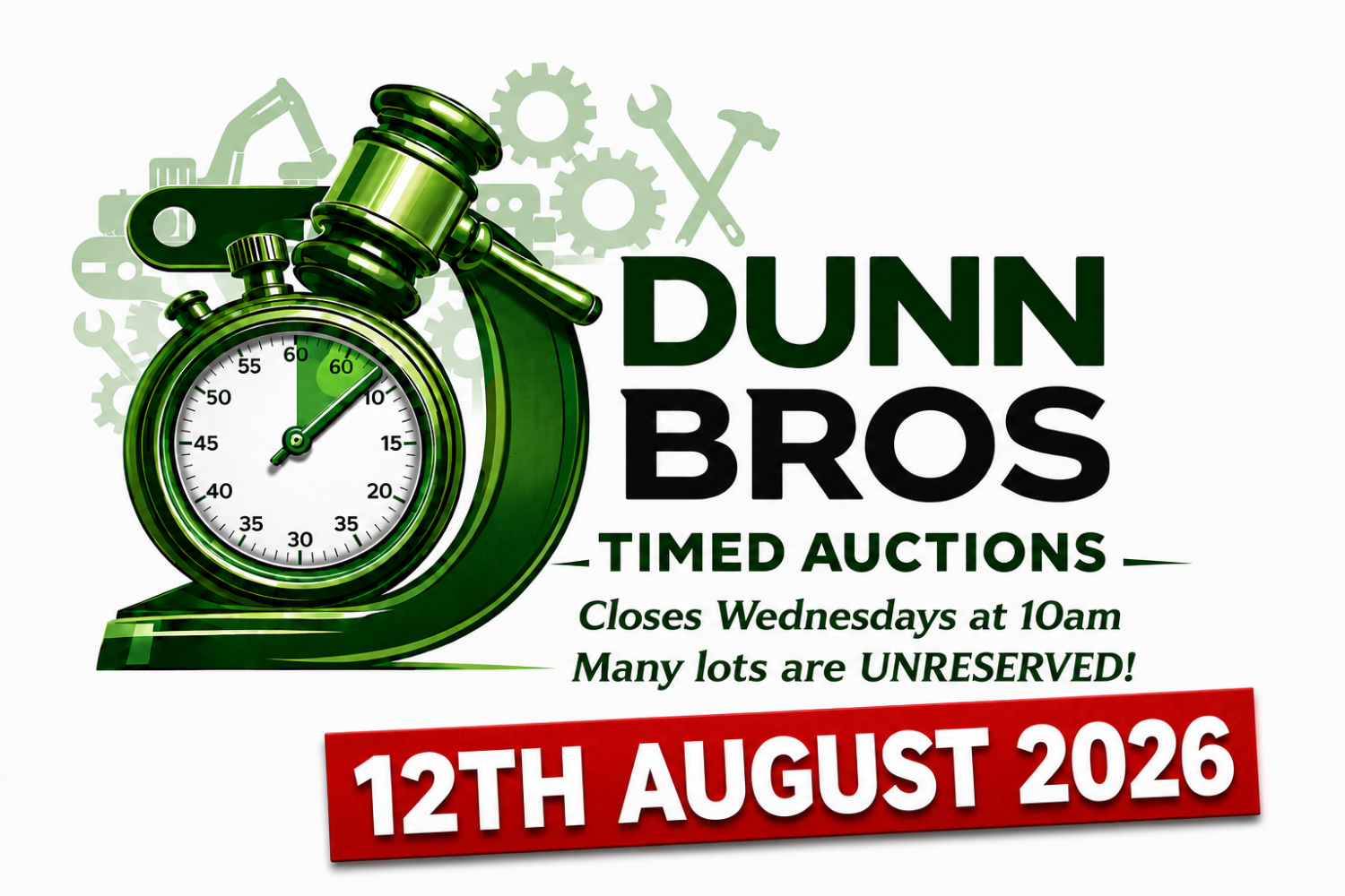 August 12th 2026 Timed Auction – Many Unreserved Lots Plant & Machinery, Cars & Vans, Containers, Gates & Excavator Attachments
