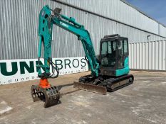 2021 Kobelco SK55SRX 5 Tonne Excavator with Rotating Grab, Piped Rotation Circuit, Hydraulic Blade, 