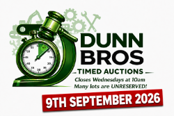 9th September 2026 Timed Auction – Plant, Motors & More! Many Unreserved Lots: Machinery, Cars & Vans, Containers, Gates & Excavator Attachments