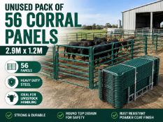 Unused Pack Of 56 Corral Panels, 2.9M x 1.2M