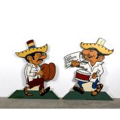 Set of 2 Vintage Wooden Panels Featuring Hand-painted Mexican Musicians