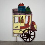 Hand-painted Wooden Decoration Panel Wild West Stagecoach - "FARGO EXPRESS" & "US MAIL"