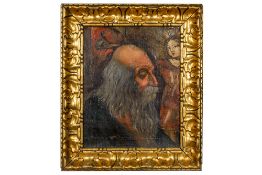 antique Latin-American School oil on canvas with a religious composition with Saint