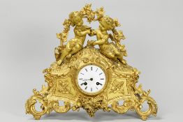 antique clock with its case with two Cupids in gilded metal and with a Japy frêres signed work