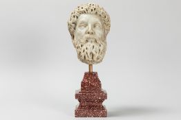 Ancient Rome marble sculpture with the head of Marcus Aurelius on a porphyry base prov : collection 