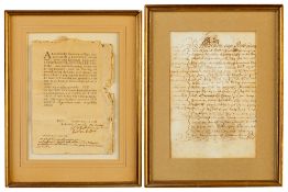 a printed, partly written text dated 1732 and a probably 18th Cent. letter by François van Rotterdam