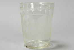 antique jug in clear glass with etched decors