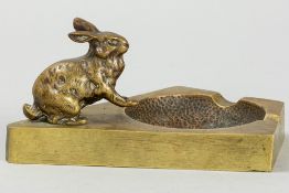 presumably Viennese bronze ashtray with a rabbit