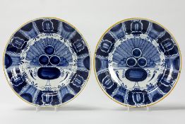 pair of 18th Cent. dishes in marked ceramic from Delft with a blue-white decor