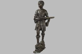life-size sculpture in bronze depicting a young Moor with tray
