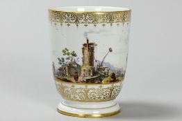 early 19th Cent. cup in marked Meissen porcelain with a finely painted decor