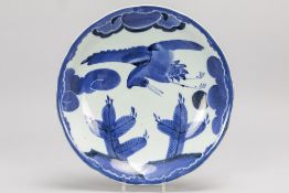 17th/18th Cent. Japanese Arita dish in porcelain with a blue-white decor with crane